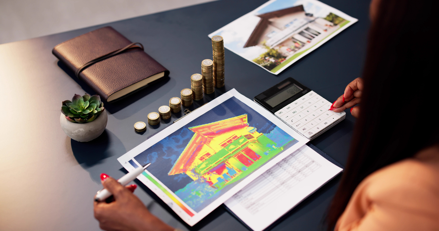 A homeowner reviewing her home energy audit as a part of the IRA rebates application process.